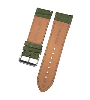 26 mm Bombeli Kroko Yeşil Deri Saat Kordonu